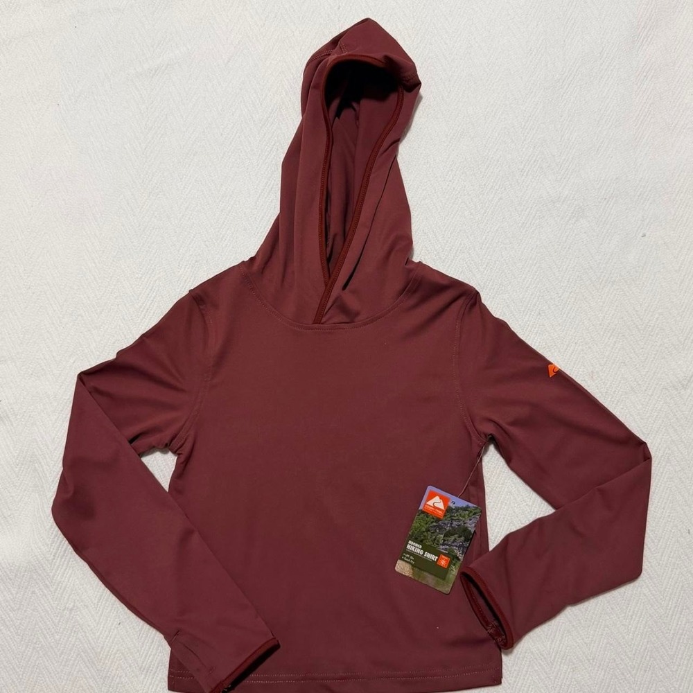 Ozark Trail Kids Burgundy Hooded Hiking Performance Shirt NWT